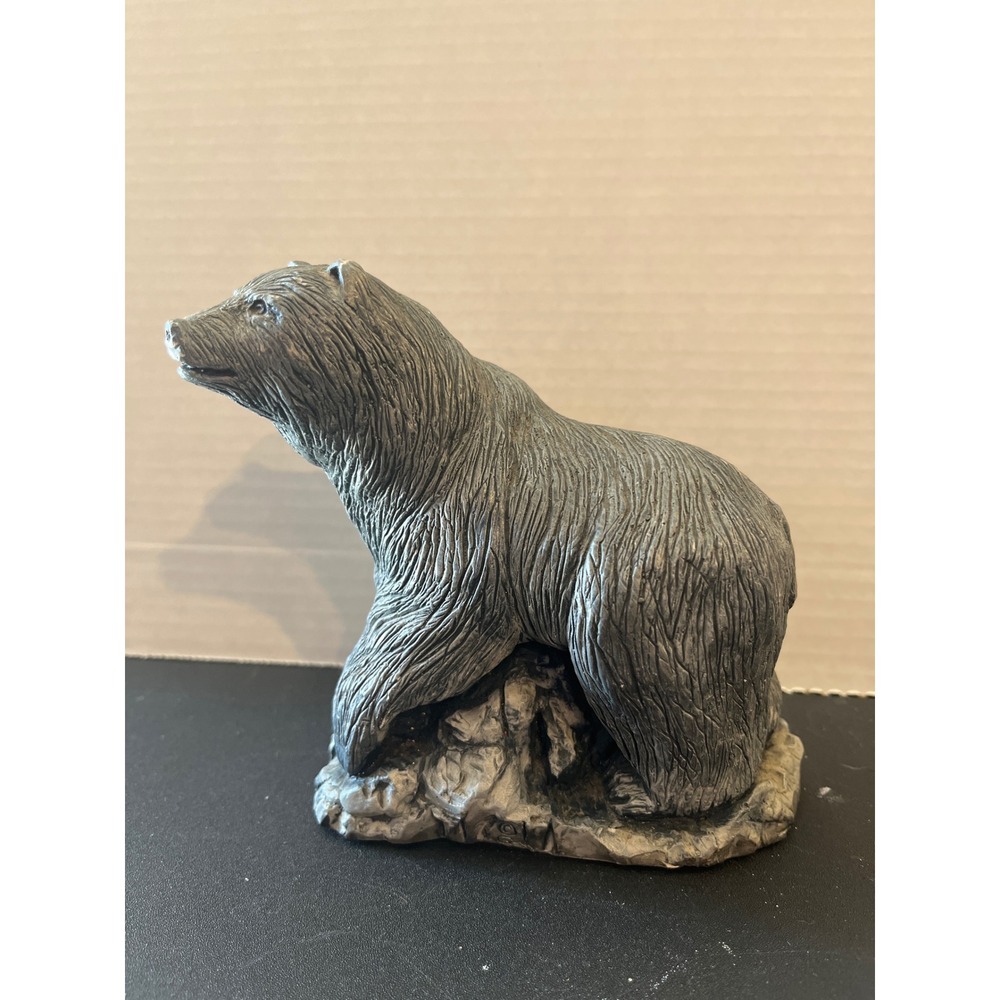 Glacial Ice Age Sculptures Grizzly Bear Figurine Alaska Handcrafted Grey 4.5"